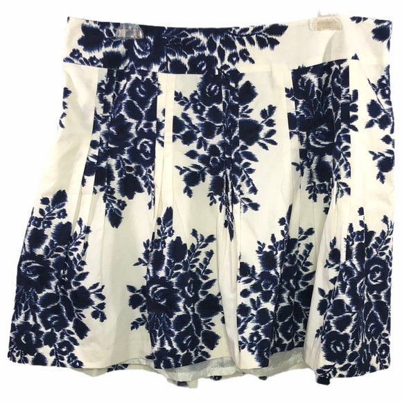 Talbots Dresses & Skirts - Talbots White & Blue Floral A-Line Skirt